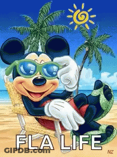 Mickey Mouse In Sunglasses On Beach Saying Fla Life GIF