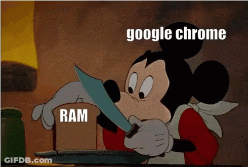 Mickey Mouse Is Holding A Knife Over A Piece Of Bread That Says " Ram " On It GIF
