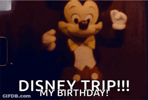 Mickey Mouse Is Wearing A Bow Tie And Saying `` Disney Trip My Birthday '' . GIF