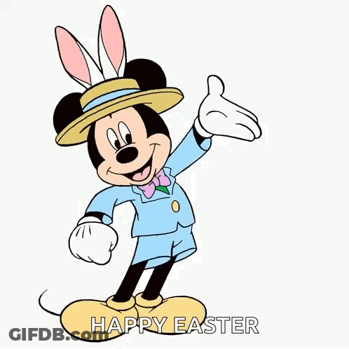Mickey Mouse Is Wearing Bunny Ears And Giving A Thumbs Up For Easter . GIF