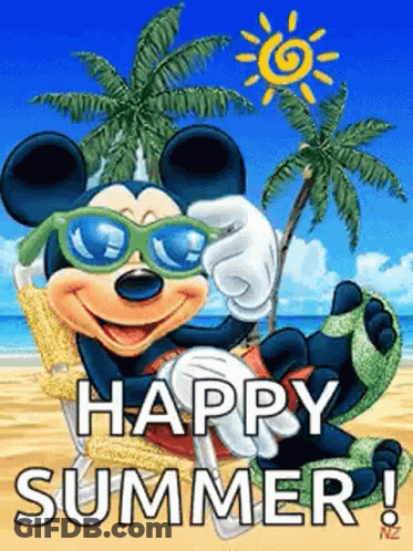 Mickey Mouse Laying On Beach In Sunglasses GIF
