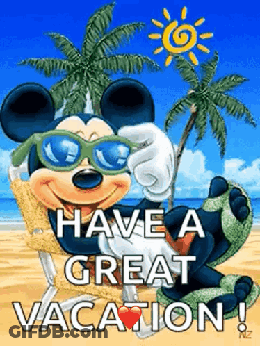 Mickey Mouse Lying On Beach Chair With Sunglasses GIF
