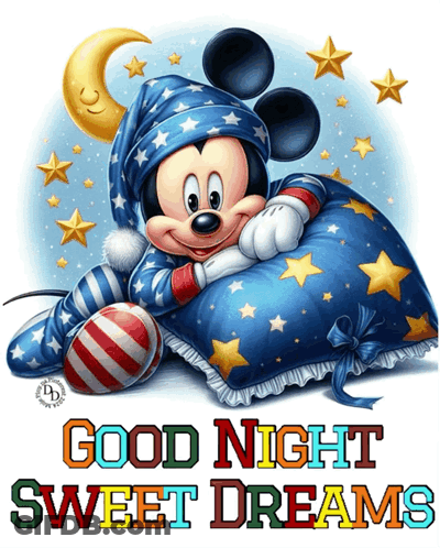 Mickey Mouse Lying On Pillow Good Night GIF