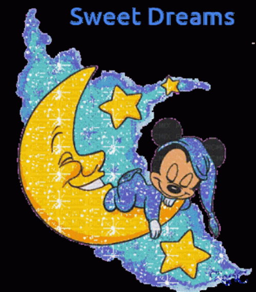 Mickey Mouse Moon Bed Dobranoc GIF