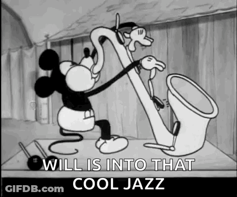 Mickey Mouse Playing Saxophone And Trumpet GIF