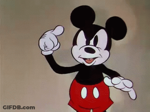 Mickey Mouse Pointing Up In Cartoon GIF