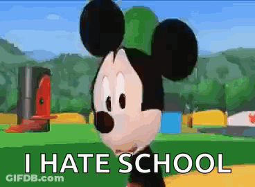 Mickey Mouse Saying I Hate School GIF