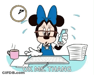 Mickey Mouse Sitting At Desk Holding Pencil And Coffee GIF