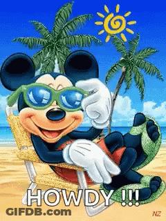 Mickey Mouse Sitting Beach Thumbs Up GIF