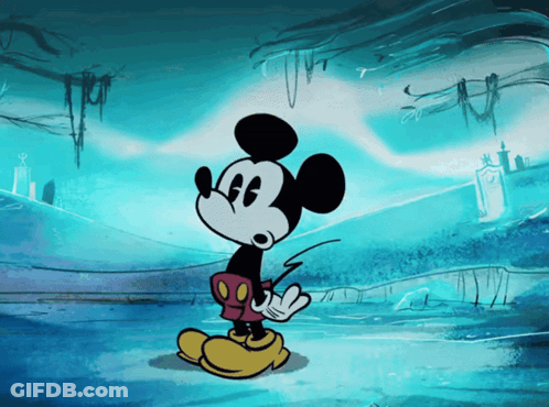 Mickey Mouse Standing On Blue Background GIF
