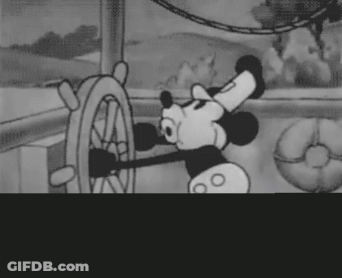 Mickey Mouse Steering Boat GIF