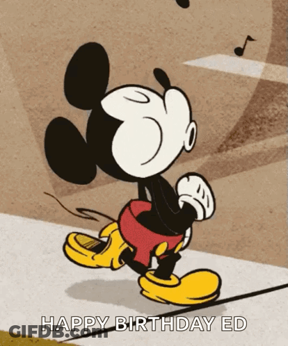 Mickey Mouse Walking Happy Birthday Ed GIF