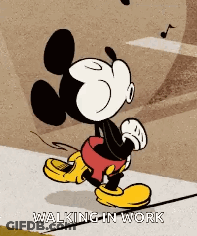 Mickey Mouse Walking In Work GIF