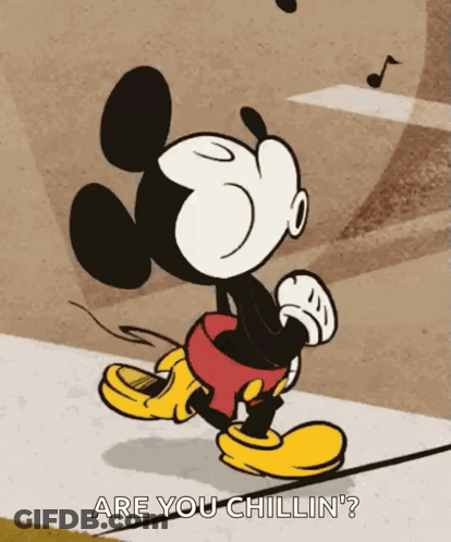 Mickey Mouse Walking Saying Are You Chillin GIF