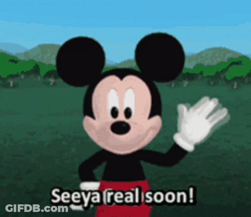 Mickey Mouse Waving Saying Seeya Real Soon GIF
