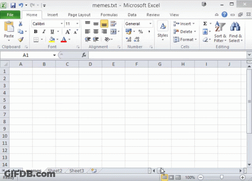 Microsoft Excel Spreadsheet Opened To Blank Page GIF