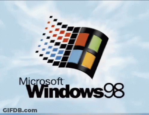 Microsoft Windows 98 Advertisement Blue Background GIF