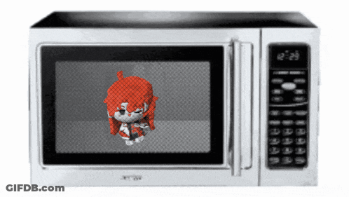 Microwave Oven With Cartoon Character On Screen GIF