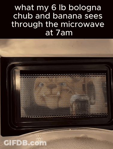 Microwave Says What My 6 Lb Bologna Chub And Banana Sees At 7 Am GIF