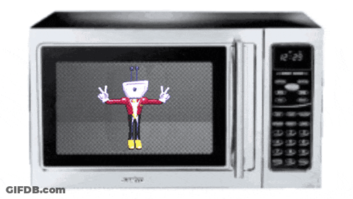 Microwave With Cartoon Character At 12:26 GIF