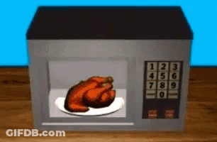 Microwave With Chicken On Plate GIF