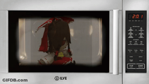 Microwave With Girl Picture And Time 2:01 GIF