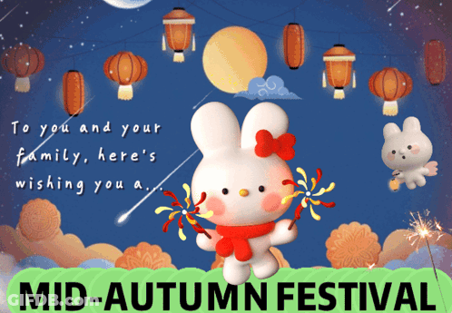 Mid-Autumn Festival Bunny Poster GIF