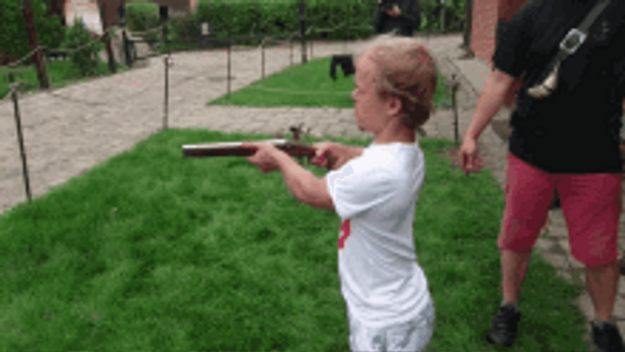Midget Guy Shooting Funny Reaction GIF