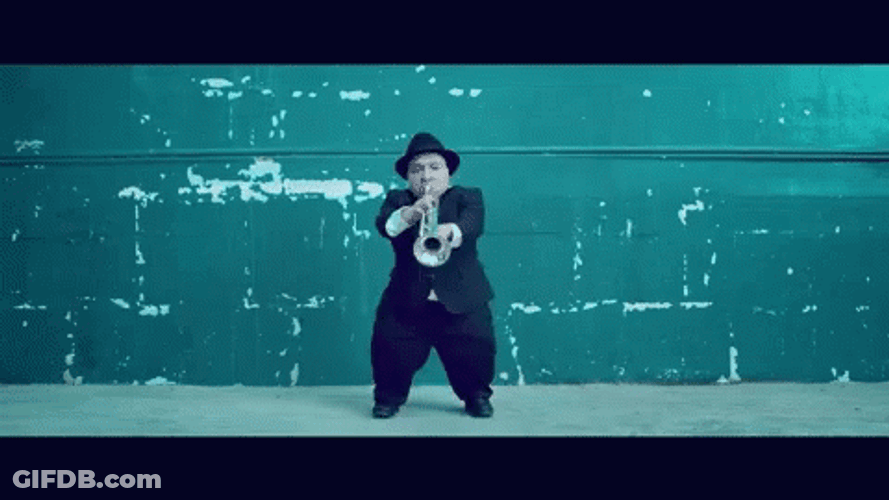 Midget Playing Trumpet Maruv Bosin Drunk Groove GIF