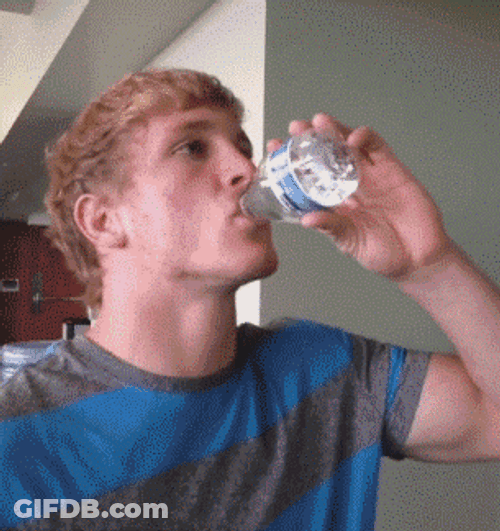 Midget Short Man Drinking Big Water Bottle GIF