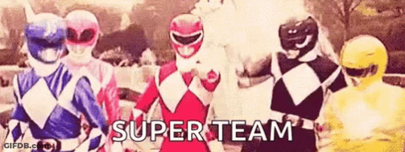 Mighty Morphin Power Rangers Super Team Work GIF