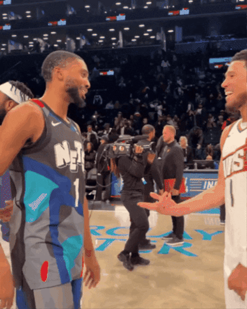 Mikal Bridges High Five Hugs NBA GIF