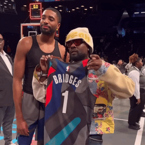 Mikal Bridges Jersey Number One Pose GIF