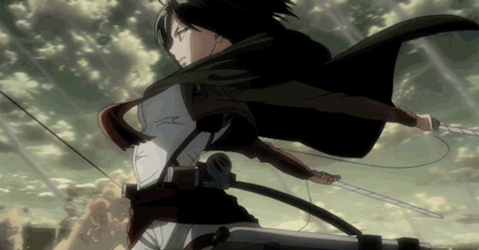 Mikasa Ackerman Battling In Air GIF