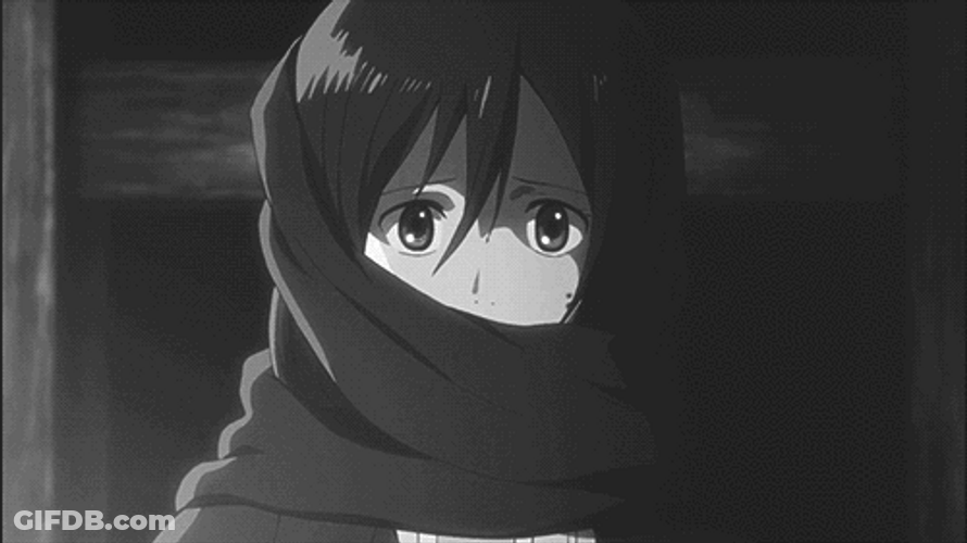 Mikasa Ackerman Hiding In Scarf GIF