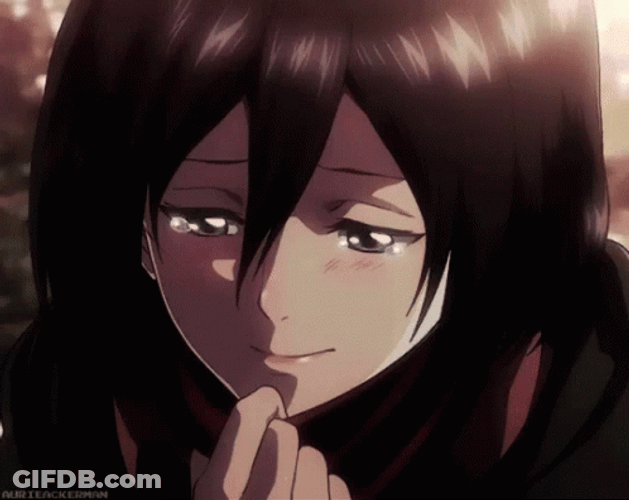 Mikasa Ackerman Smiling While Crying GIF