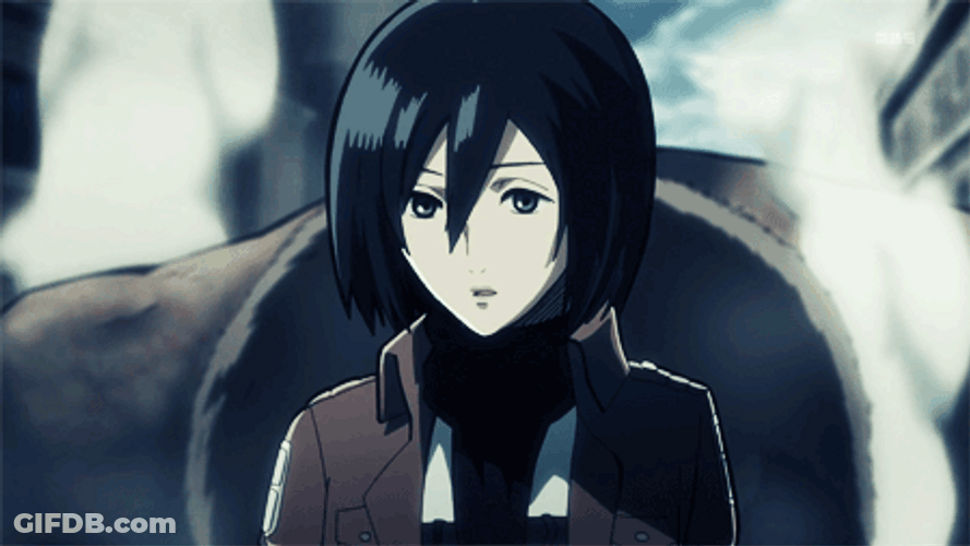 Mikasa Ackerman Touching Her Heart GIF