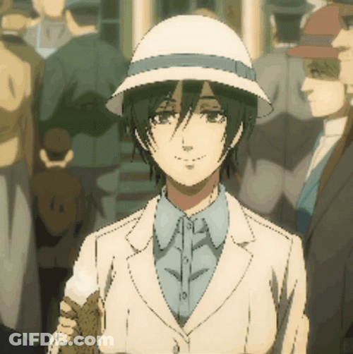 Mikasa Holding Ice Cream GIF