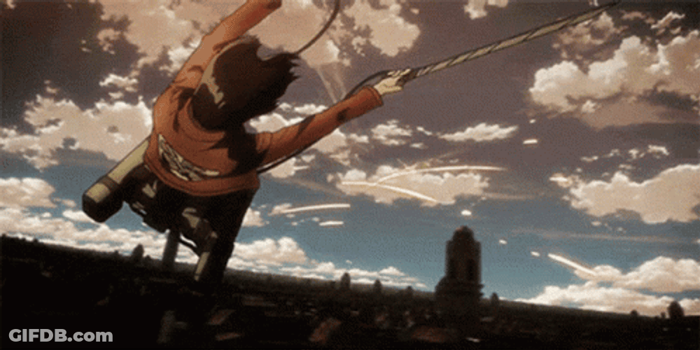 Mikasa Swinging With Cable GIF
