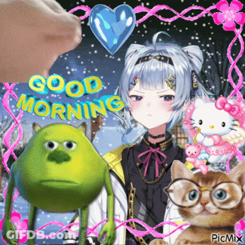 Mike From Monsters Inc And Girl With Glasses Saying Good Morning GIF