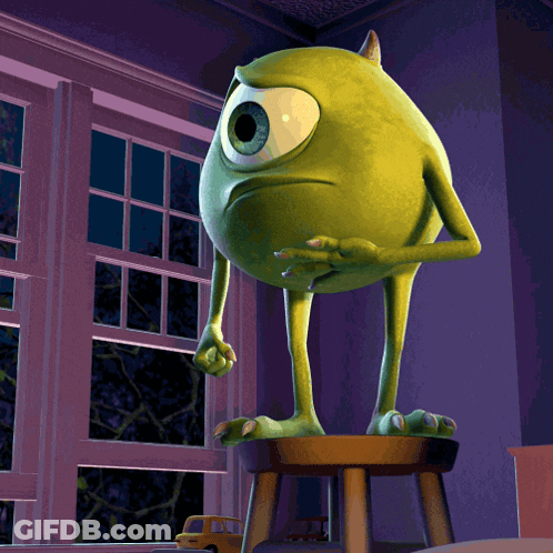 Mike From Monsters Inc Standing On A Stool GIF
