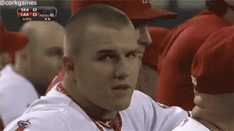 Mike Trout Awkward Hand Wave GIF