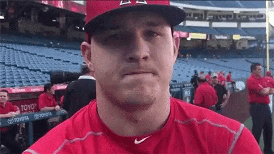 Mike Trout Hit By A Ball GIF