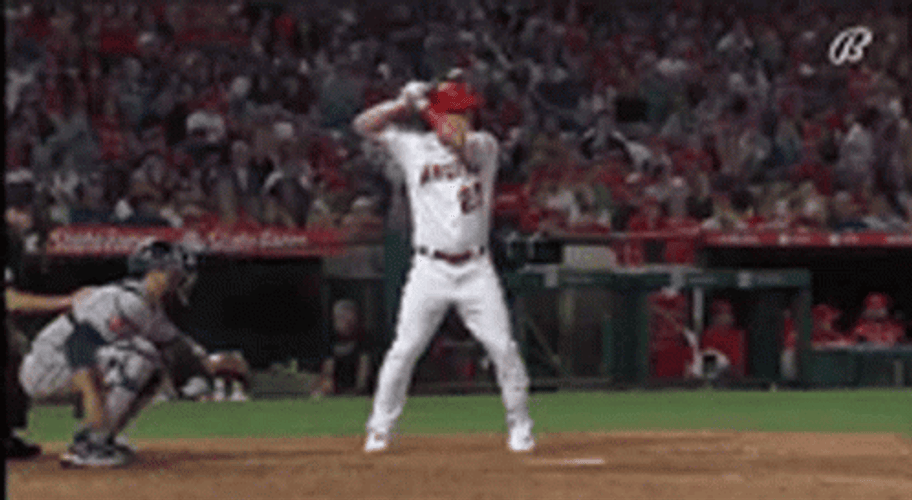 Mike Trout Pitching Anthem GIF