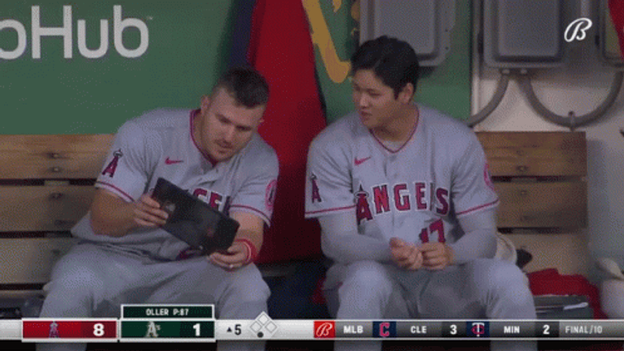 Mike Trout Talking To Shohei Ohtani GIF