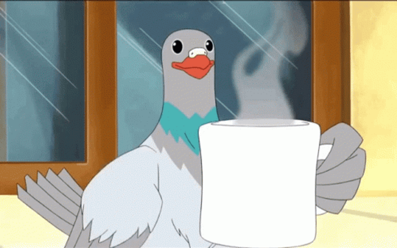 Mike Tyson Pigeon Drinking Coffee GIF