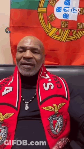 Mike Tyson Wearing Red Scarf GIF