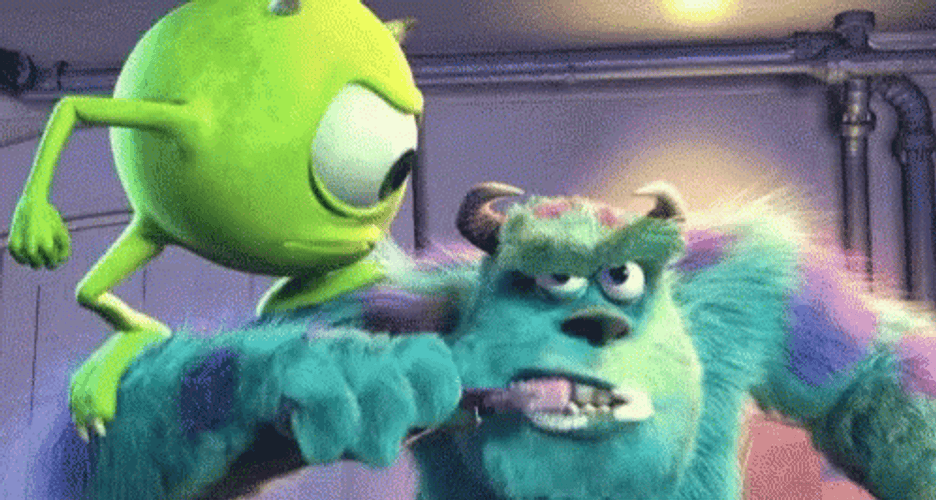 Mike Wazowski And Sulley Brushing His Teeth Meme GIF