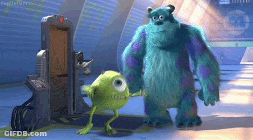 Mike Wazowski And Sully From Monsters Inc Are Holding Hands GIF