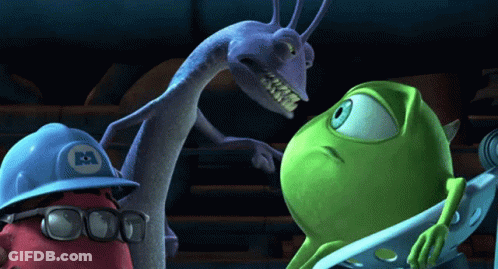 Mike Wazowski Blue Hard Hat Letter M GIF